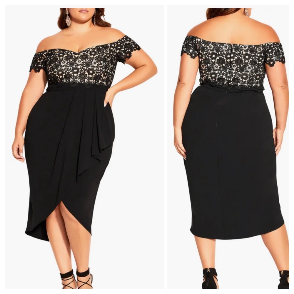STILL NWT! City Chic Off the Shoulder Floral Lace Midi Dress
